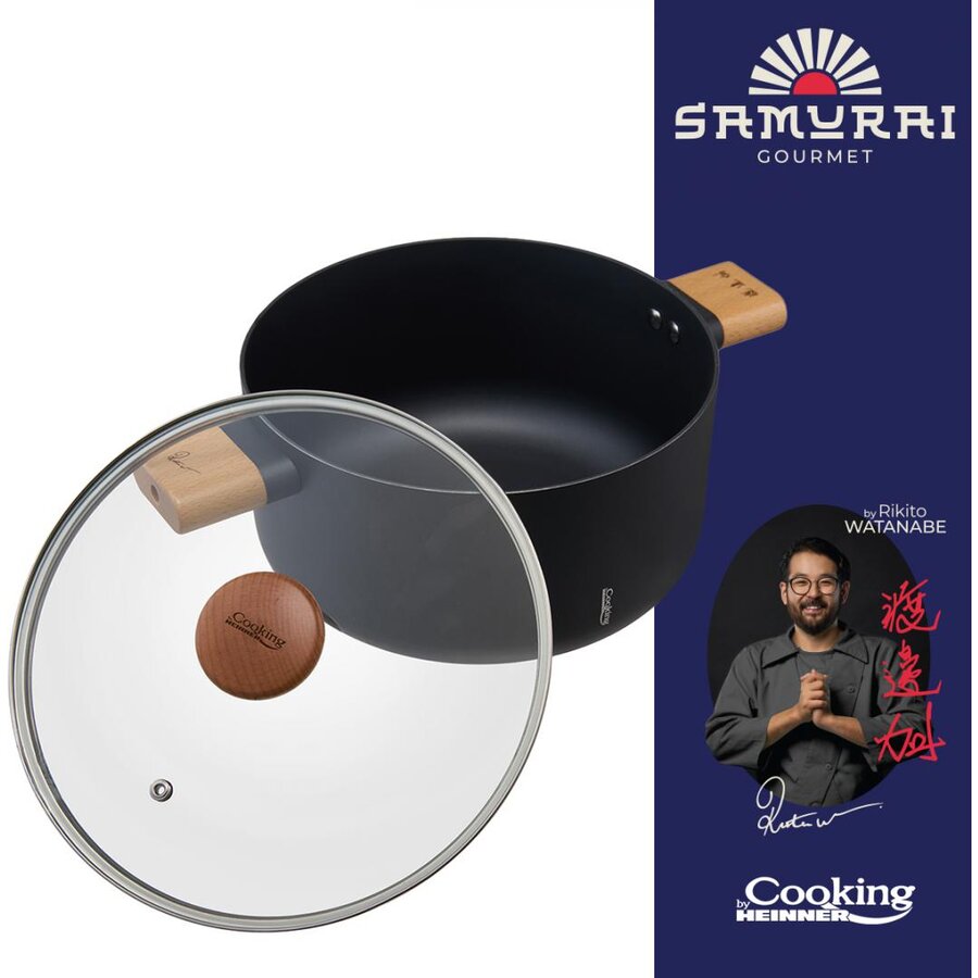 Semioala Aluminiu Rikito Watanabe cu Capac 28x14cm 7.8l Negru