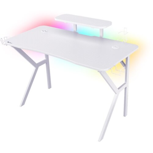 Birou Gaming Holm 320 Iluminare RGB Alb