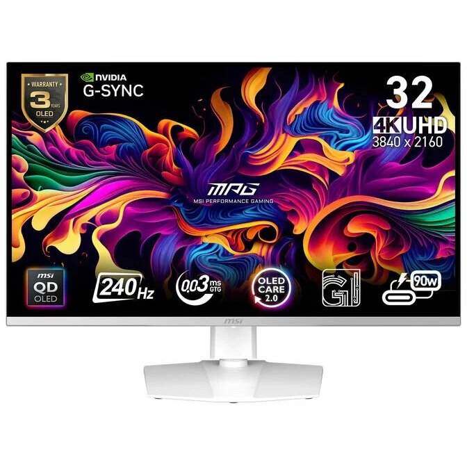 Monitor MPG 321URXWDE QD-OLED 31.5inch Gaming 240Hz QD OLED Adaptive Sync Argintiu