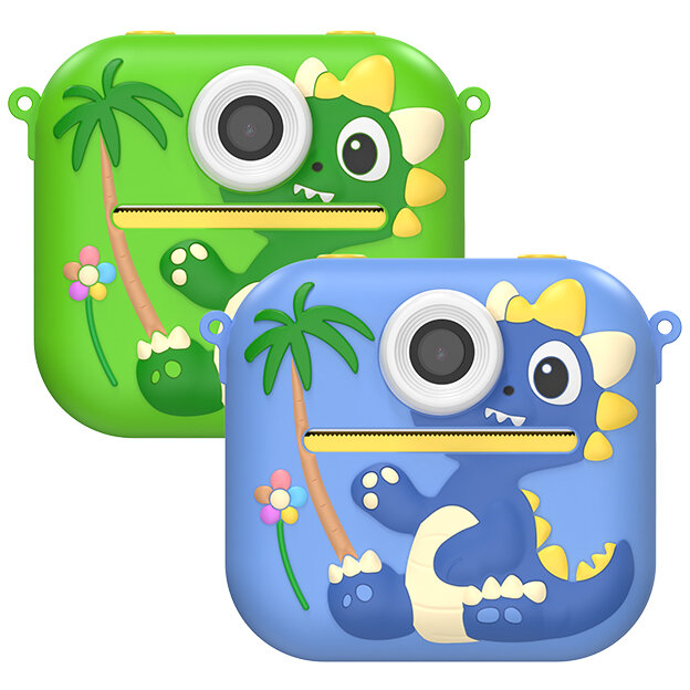 Aparat Foto Instant pentru Copii DinoCam 48MP Display IPS 2.4Inch Imprimare Alb-Negru Inregistrare Video Accesorii Multicolor