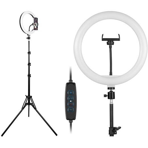 Inel LED Foto-Video RING Diametru 30CM cu Trepied 210CM Alb/Negru