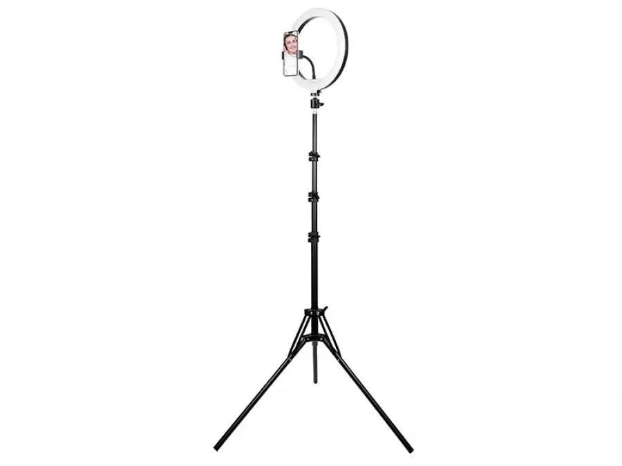 Inel LED Foto-Video Tracer RING Diametru 30CM cu Trepied 210CM Alb/Negru — imaginea 3