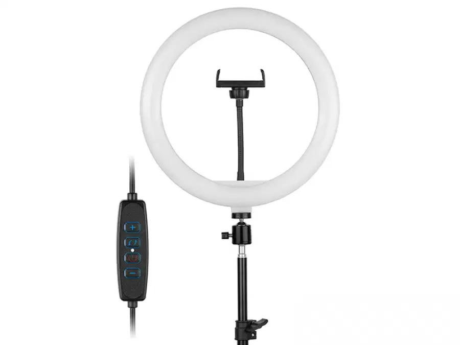 Inel LED Foto-Video Tracer RING Diametru 30CM cu Trepied 210CM Alb/Negru — imaginea 2
