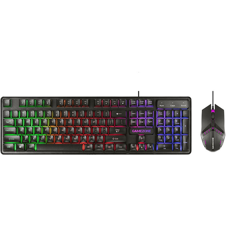 Kit Tastatura si Mouse Gaming GameZone Boost USB Iluminare LED Negru