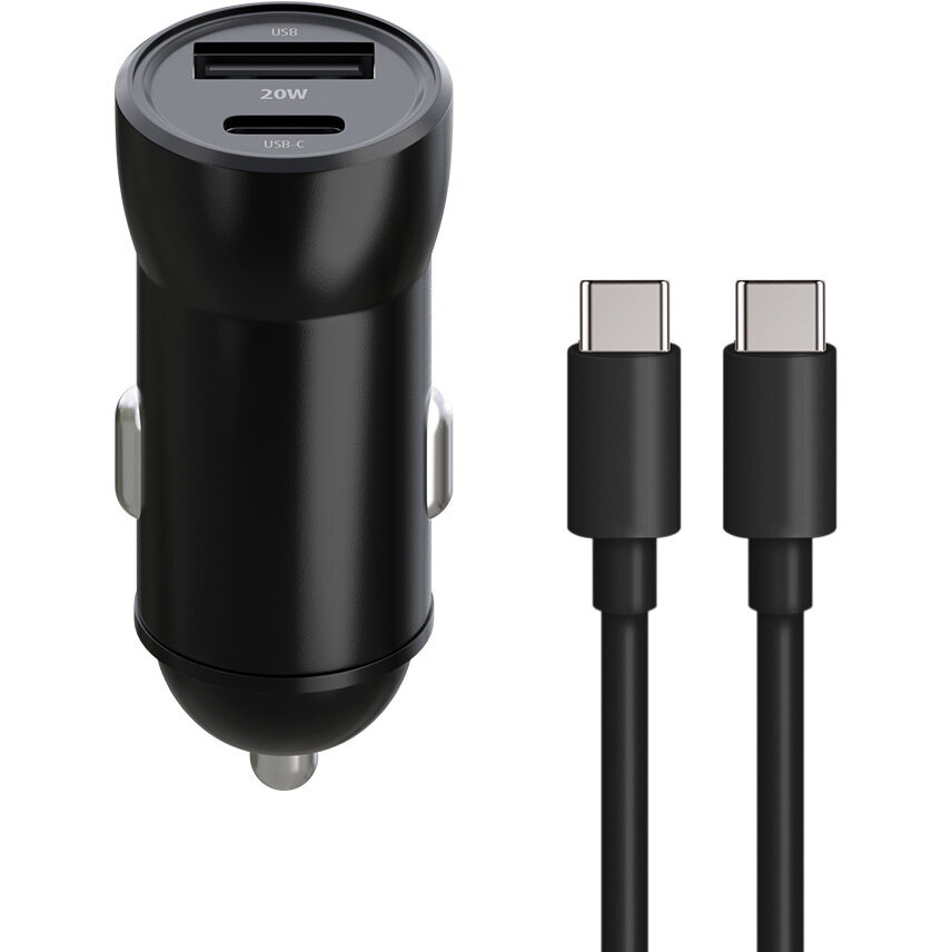 Incarcator Auto MXCC-04 1x USB + 1x USB-C Cablu USB-C Putere 20W Negru
