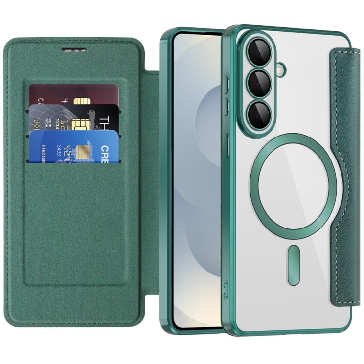 Husa Techsuit MagSafe SmartMag Book pentru Samsung Galaxy S26 Verde