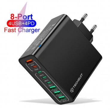 Incarcator Techsuit Rețea CHPD224 65W 3.25A 4 x USB-A - 4 x USB-C Negru