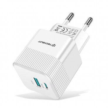 Incarcator Techsuit Rețea CHPD216 Tiny 25W 3A 1 x USB-A - 1 x USB-C Alb