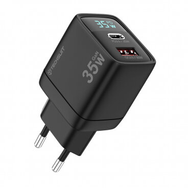Incarcator Techsuit Rețea CH3 LEDChargX Display 35W 3A 1 x USB-A - 1 x USB-C Negru