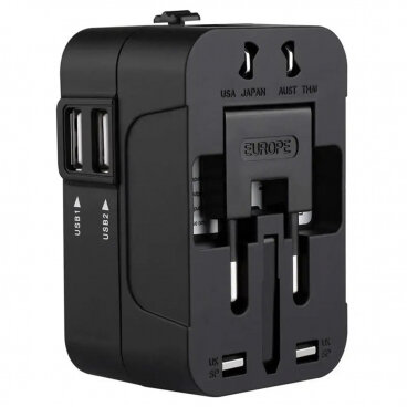 Incarcator Techsuit Rețea HHT202 Travel 10W 2A 2 x USB-A Negru