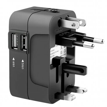 Incarcator Techsuit Rețea HHT202 Travel 10W 2A 2 x USB-A Negru — imaginea 4