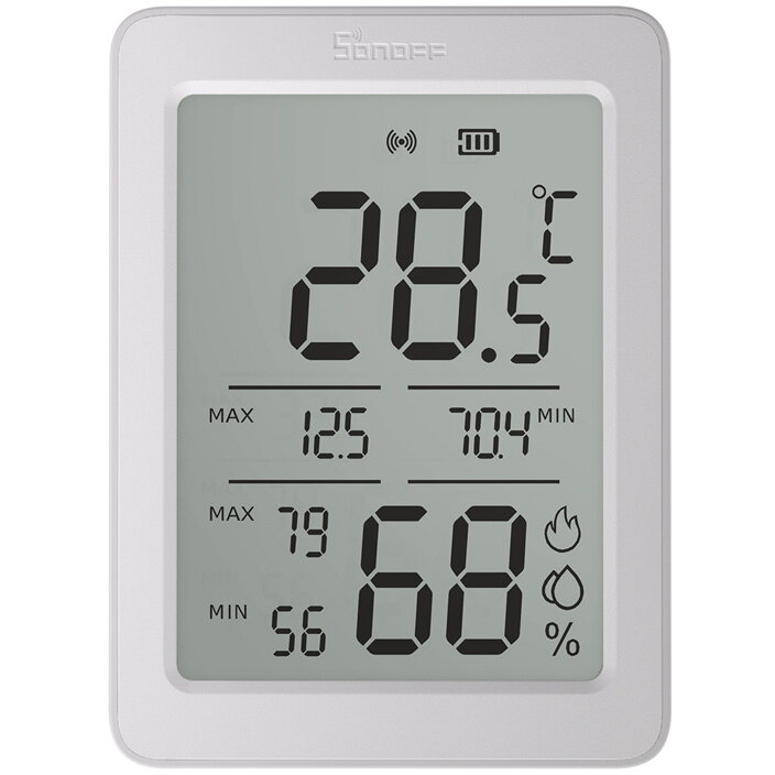 Statie Meteo AirGuard TH SNZB-02DR2 Display LCD 3.6Inch Tehnologie ZigBee 3.0 Alb