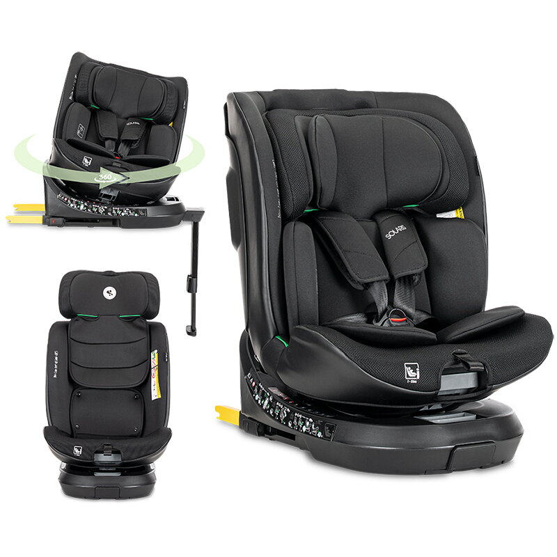 Scaun Auto pentru Copii Solaris i-Size Isofix Picior de Sprijin Rotativ 360 40-150Cm 0 Luni-12 Ani Black