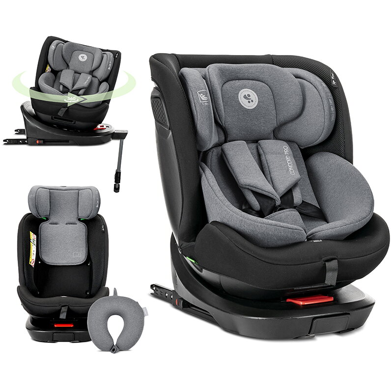 Scaun Auto pentru Copii Concord Pro Isofix Picior de Sprijin Rotativ 360 cu Perna de Calatorie 40-150Cm 0 Luni-12 Ani Grey