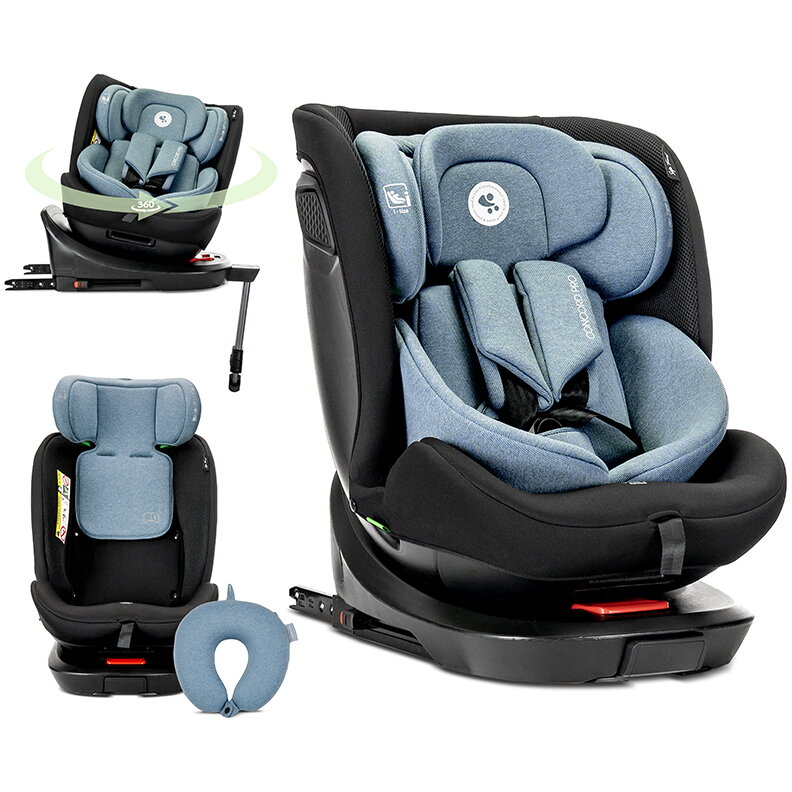 Scaun Auto pentru Copii Concord Pro Isofix Picior de Sprijin Rotativ 360 cu Perna de Calatorie 40-150Cm 0 Luni-12 Ani Blue