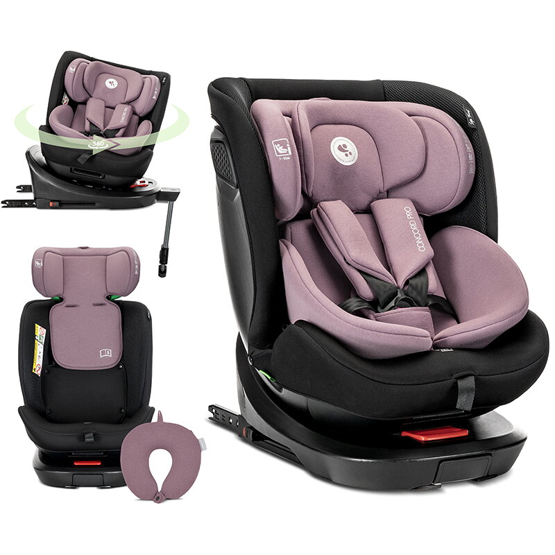 Scaun Auto pentru Copii Concord Pro Isofix Picior de Sprijin Rotativ 360 cu Perna de Calatorie 40-150Cm 0 Luni-12 Ani Pink