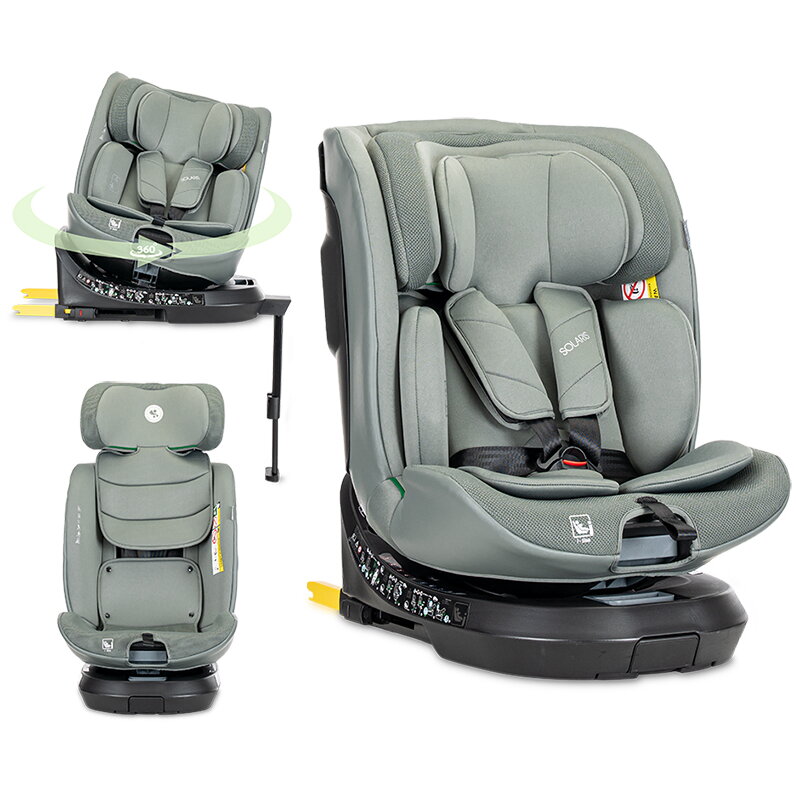 Scaun Auto pentru Copii Solaris i-Size Isofix Picior de Sprijin Rotativ 360 40-150Cm 0 Luni-12 Ani Green