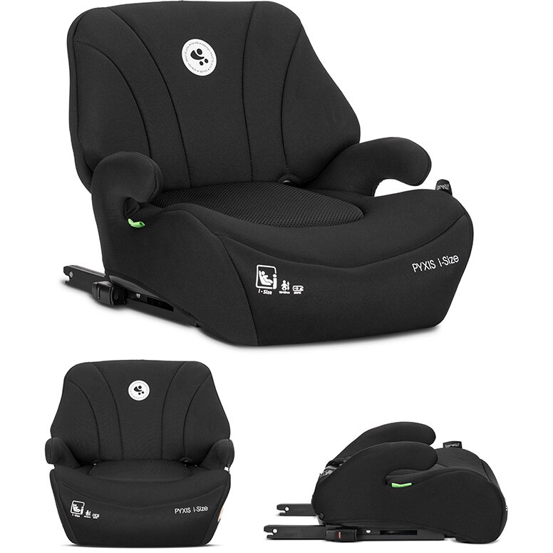 Inaltator Auto pentru Copii Pyxis i-Size Isofix tip Booster cu Spatar Detasabil 6-12 Ani 125-150 Cm Black