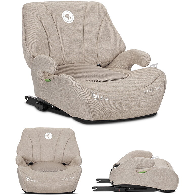 Inaltator Auto pentru Copii Pyxis i-Size Isofix tip Booster cu Spatar Detasabil 6-12 Ani 125-150 Cm Beige