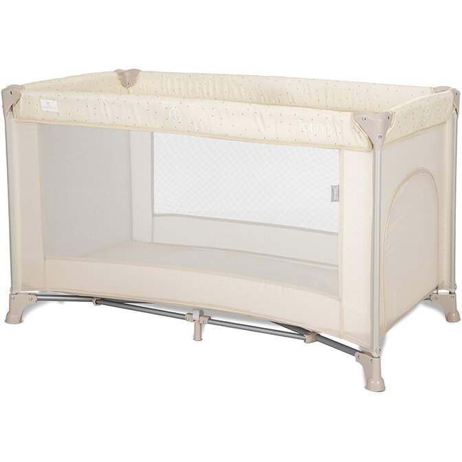 Patut Pliabil pentru Copii Torino 1 Nivel cu Saltea Inclusa si Usa Laterala cu Fermoar Beige