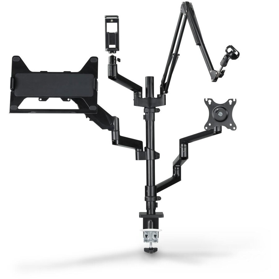 Suport de Birou 4663 pentru 2 Monitoare 13-32Inch si Accesorii Streaming 4 Brate Inaltime Ajustabila Rotativ Negru