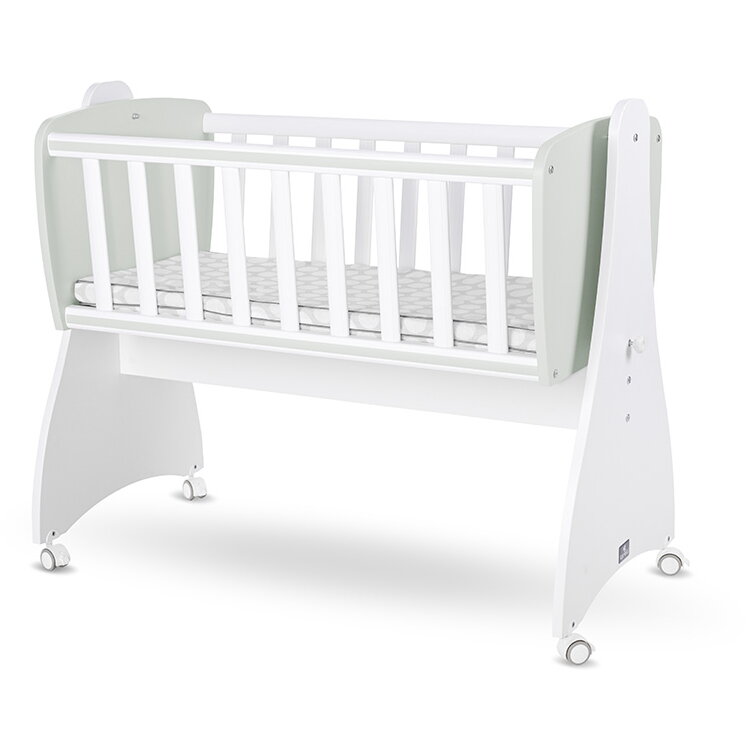 Pat copii Patut leagan balansoar First Dreams 105 x 55 x 83 cm transformabil White Milky Green