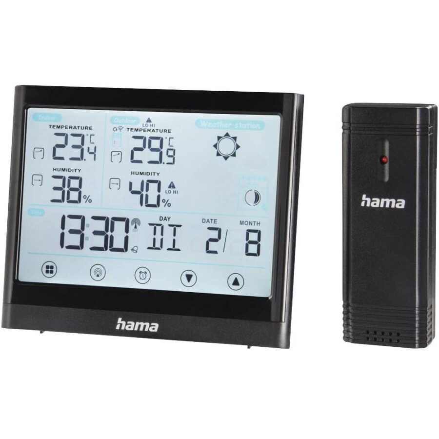 Statie Meteo Full Touch cu Senzor Exterior Negru