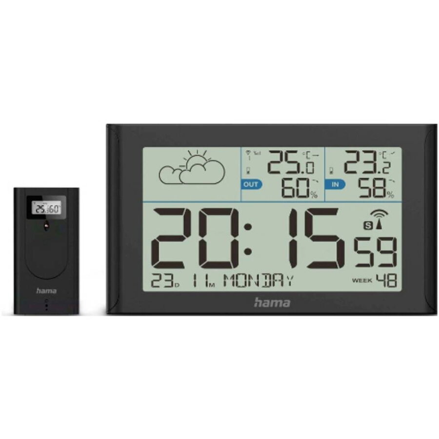 Statie Meteo Sylt cu Senzor Exterior Ceas DCF Alarma Negru