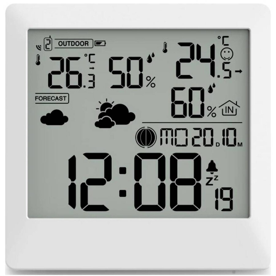 Statie Meteo Palawan cu Senzor Exterior Alimentare Baterii Alb