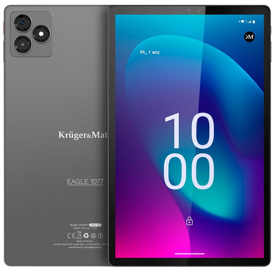 Tableta KM1077S 6GB RAM 64GB Octa-Core 10.1Inch Wi-Fi 5 802.11ac Android 15 Gri