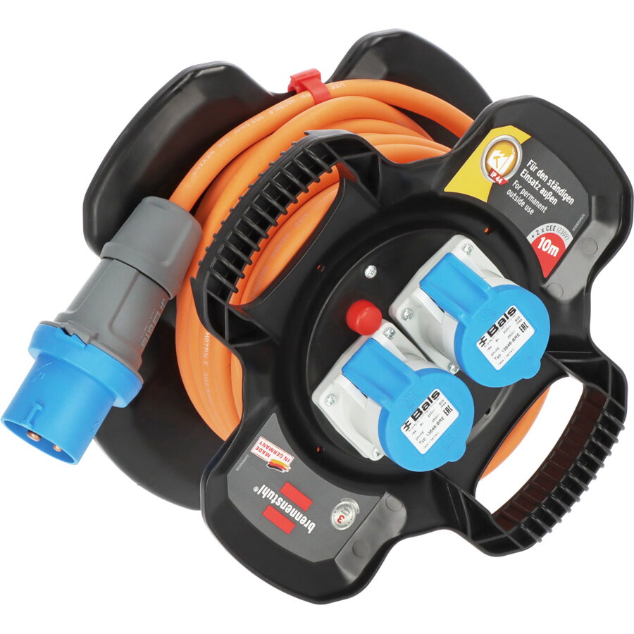 Prelungitor de Exterior cu Tambur X-Gum 2 Prize CEE 3 Prize cu Capac Protectie 10M IP44 Negru/Portocaliu