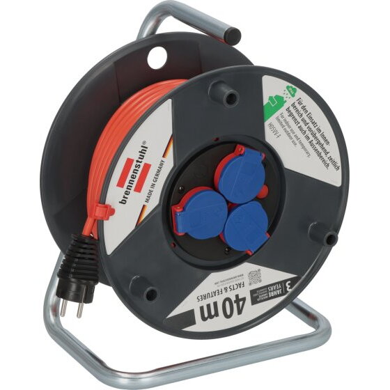 Prelungitor de Exterior cu Tambur Garant 3 Prize cu Capac Protectie Cablu 40M IP44 Gri/Rosu