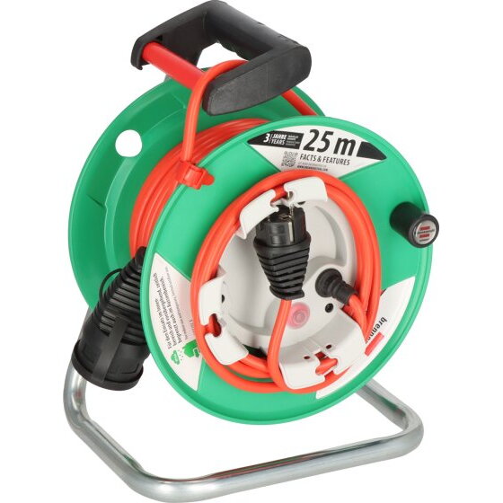 Prelungitor de Exterior cu Tambur Garant® G Cablu 23+2M IP44 Verde/Rosu