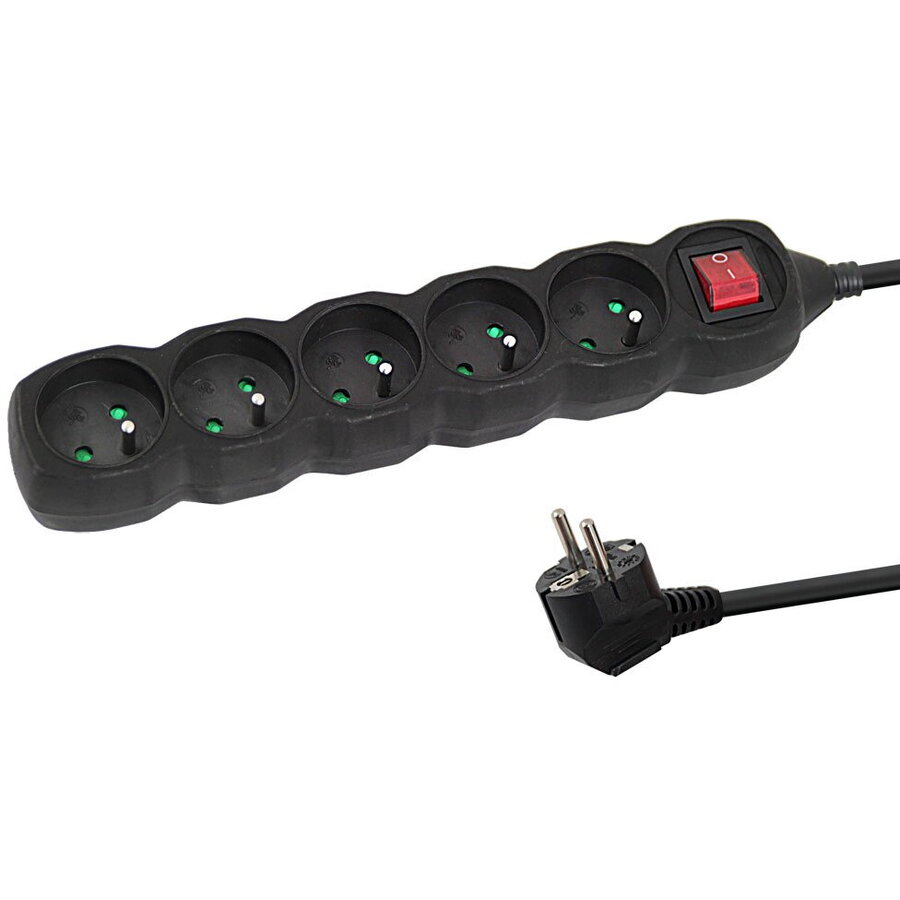 Prelungitor ELK214K Switch ON/OFF 5 Prize 1.5m Negru