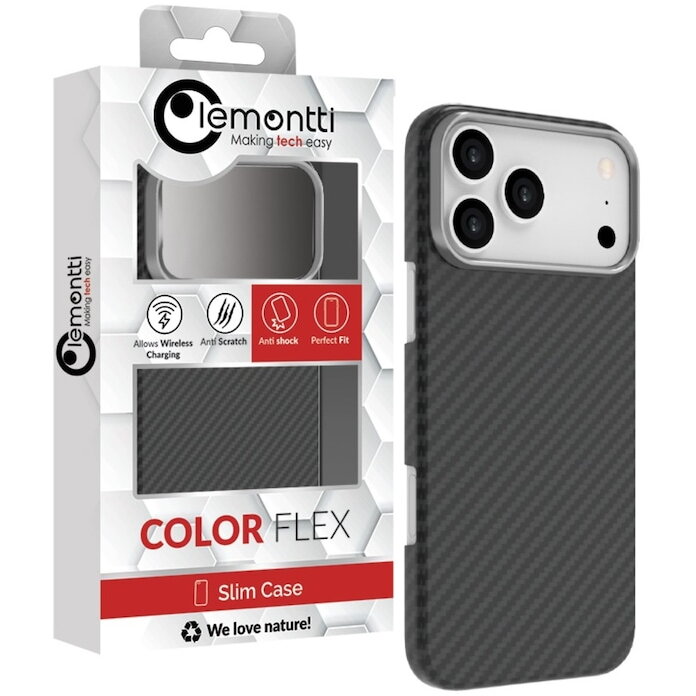 Husa Lemontti Slim Aramid/Kevlar Magsafe 1500D iPhone 17 Pro Negru — imaginea 4