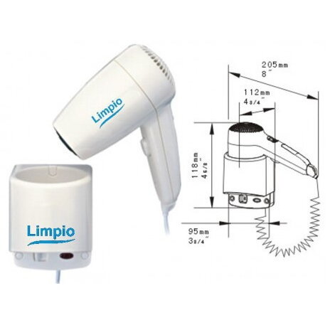 Uscator de Par pentru Hotel HD120-18A1 cu Suport de Perete Putere 1200W Alb