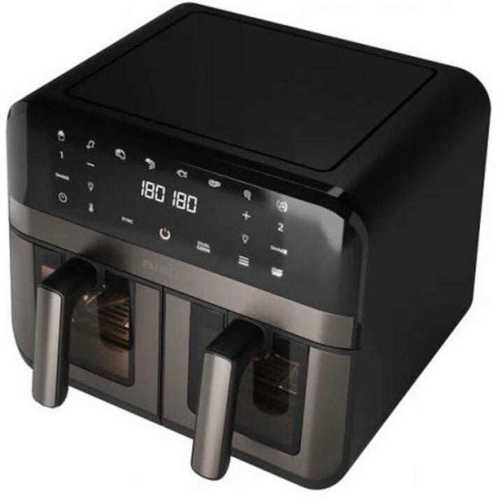 Friteuza cu Aer Cald Aiwa AFR-9000 2400W 9L 8 programe 80 - 200 Grade Celsius 60min Defrost Autocurățare Negru — imaginea 3