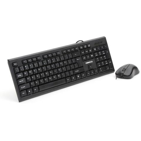 Kit Mouse cu Fir si Tastatura OKM09B USB Optic Ergonomic 104 Taste Impermeabil 1200dpi Negru