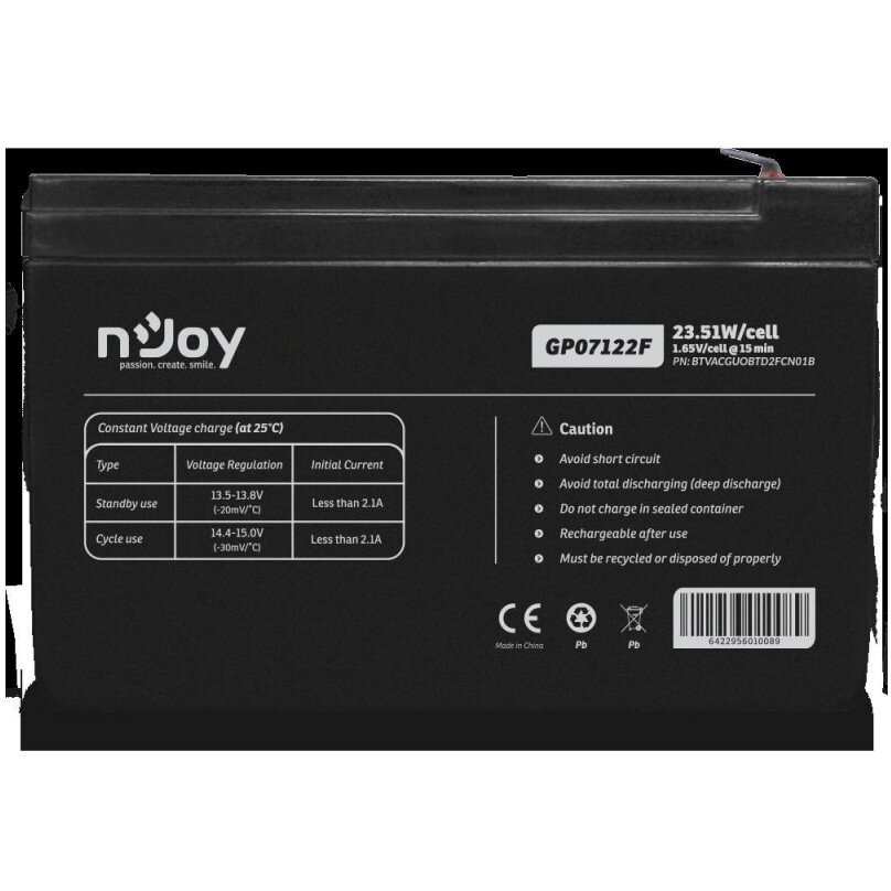 Baterie UPS GP07122L 12V/7Ah  T1/F1 Negru