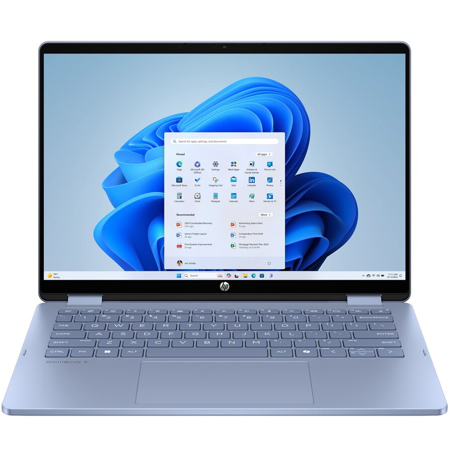 Laptop OmniBook 5 Flip 14-fp0004nw Core 5 120U 14inch Touch IPS 16GB 512GB Intel Graphics Windows 11 Home Blue Sky