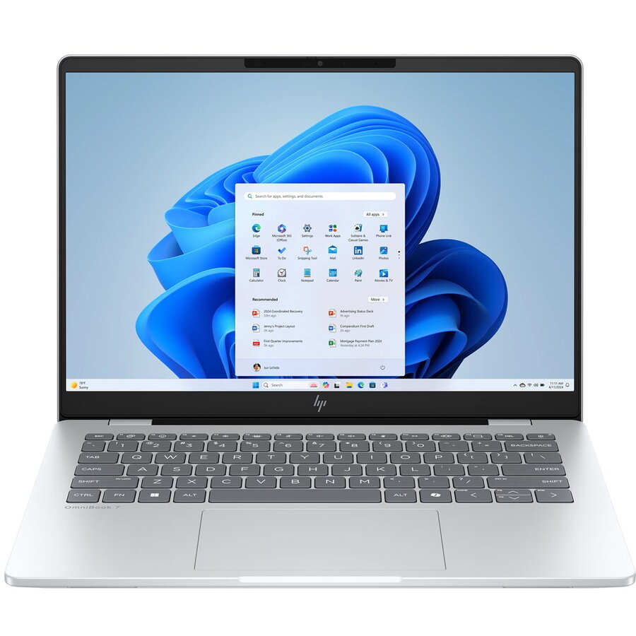 Laptop OmniBook 7 AI 14-fr0221nw Ultra 5 225U 14inch 16GB 512GB Intel Graphics Windows 11 Home Glacial Silver