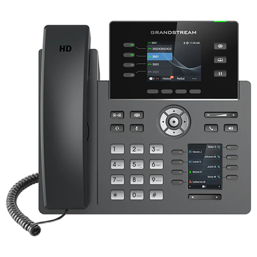 Telefon Fix IP Profesional Grandstream GRP2614 Afișaj Dual LCD Wi-Fi Bluetooth Negru — imaginea 2