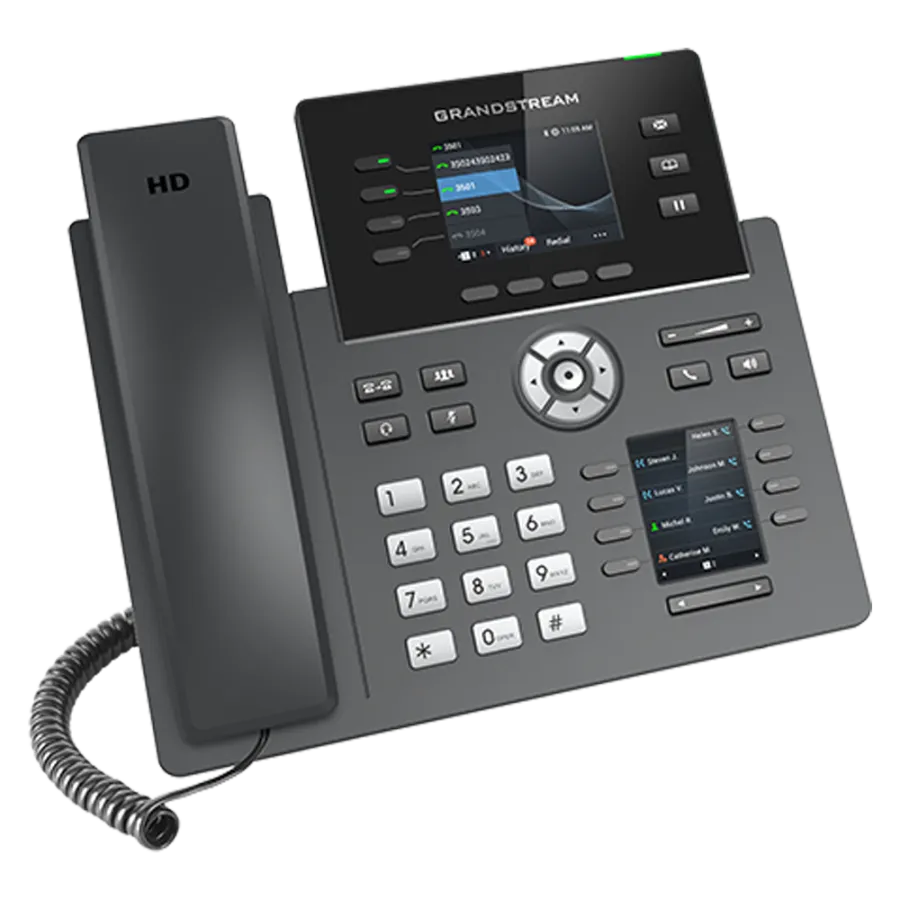 Telefon Fix IP Profesional Grandstream GRP2614 Afișaj Dual LCD Wi-Fi Bluetooth Negru