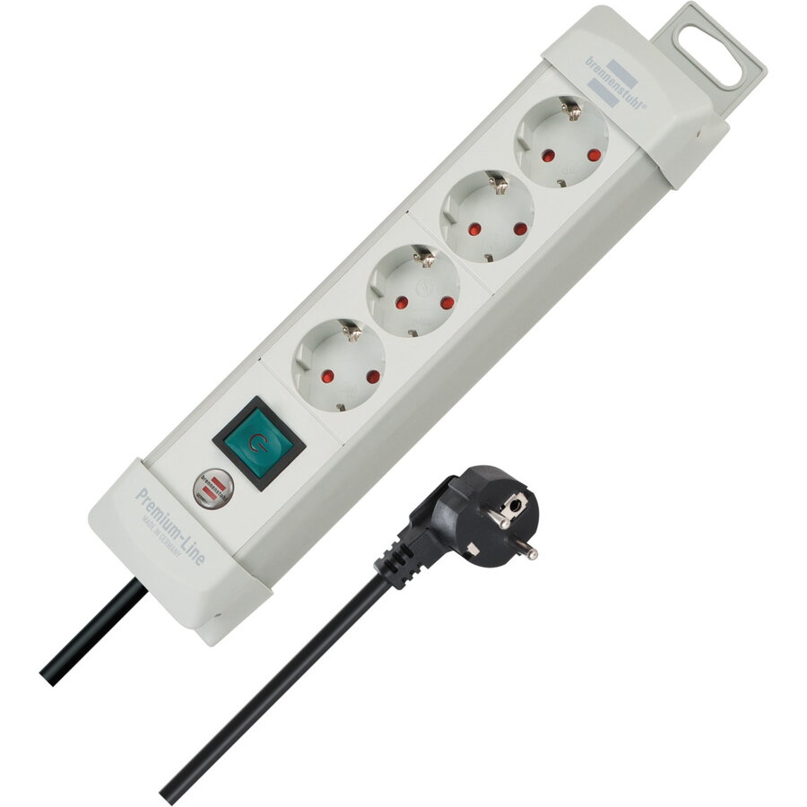 Prelungitor Premium-Line 4x Schuko Comutator Cablu 1.8M Gri