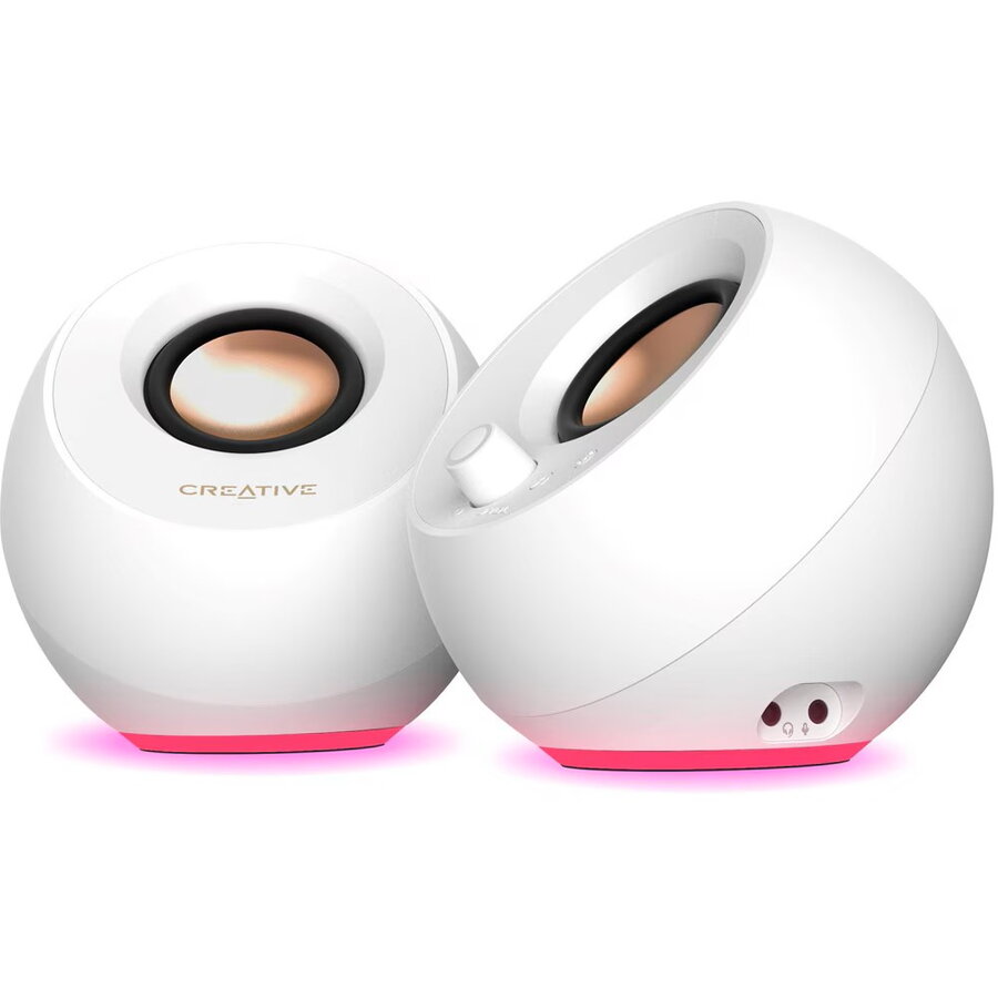 Boxe PC 51MF1710AA003 Pebble PRO 2.0 Bluetooth 5.3 Iluminare RGB USB Alb