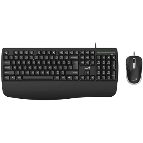 Kit tastatura si mouse Wired USB Tastatura 104 Taste (Concave) + Mouse Optic 1200DPI 3 Butoane Palm Rest Cablu 1.5m Negru