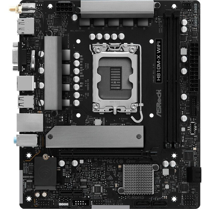 Placa de baza ASRock H810M-X WiFi, Intel H810, LGA 1851, mATX, DDR5 - imagine 2