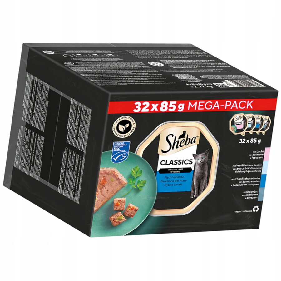 Hrana Umeda pentru Pisici Sheba Pate Peste Mix 32x 85g