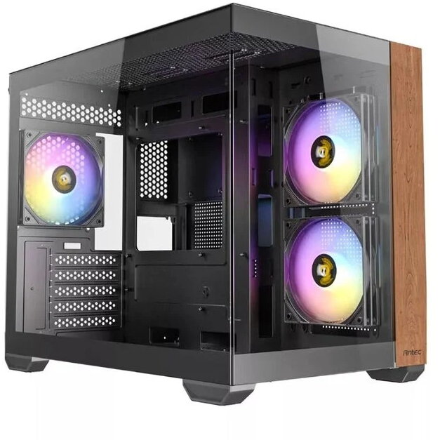 Carcasa CX600M Wood Mini-Tower Micro-ATX Tempered Glass Negru