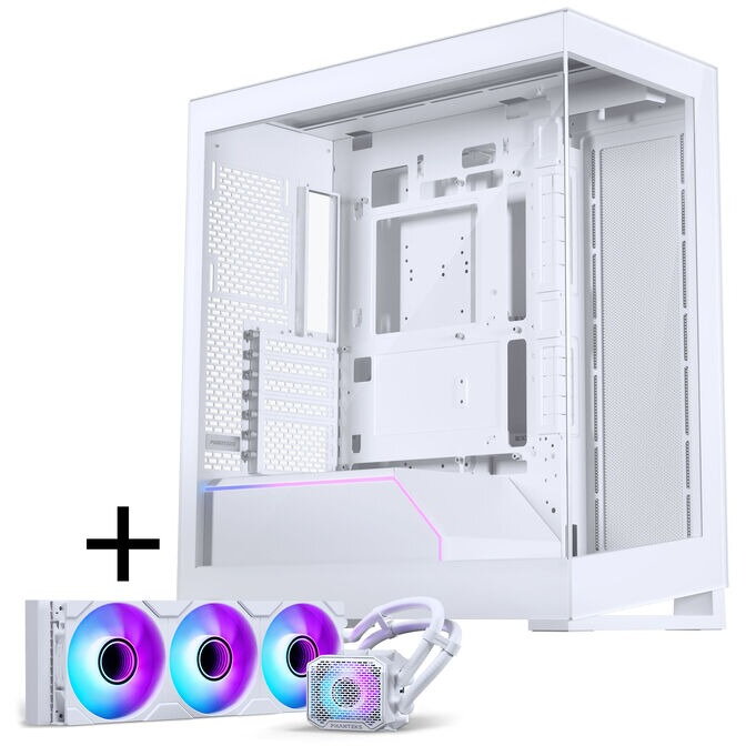 Carcasa Serie NV5 MK2 ATX Tempered Glass DRGB - Matte White + Glacier One 360M25 Gen2 DRGB AiO 360mm Alb